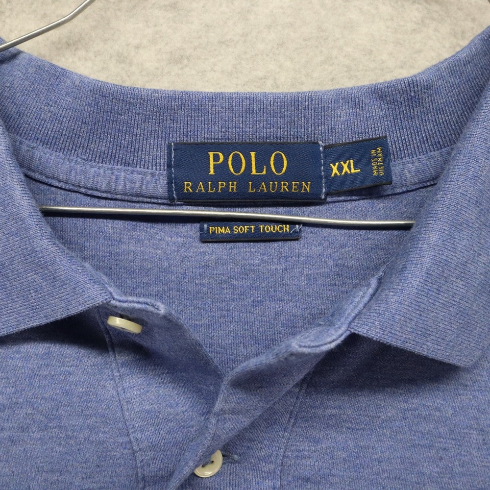 Polo Ralph Lauren Shirt Mens 2XL Pima Soft Touch Flesh Pony Blue Short Sleeve - Picture 3 of 7